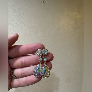 Iridescent Teardrop Crystal Earrings